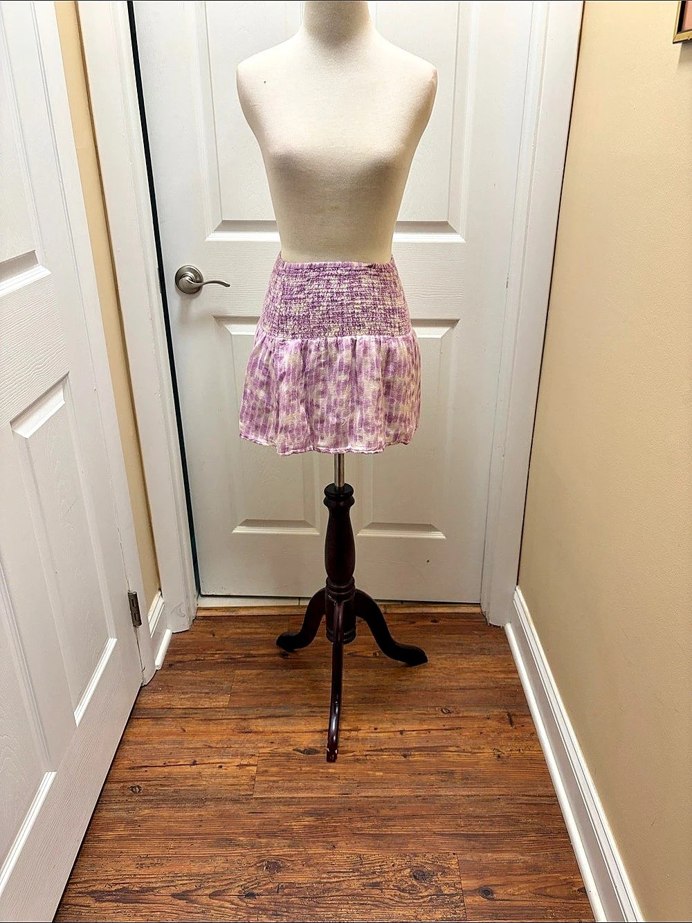 Sky to Moon Purple & White Abstract Mini Skirt Size Medium Like New